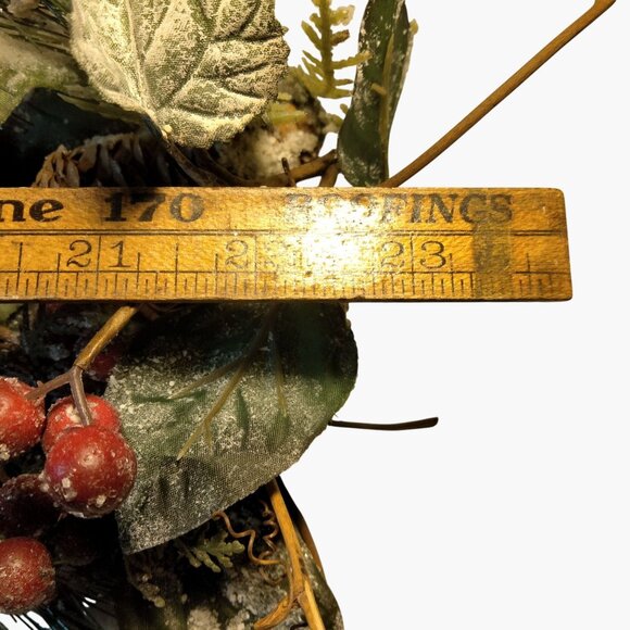 Holiday Pinecone Berry Swag Garland Red Ribbon Bow Handcrafted - Picture 8 of 9